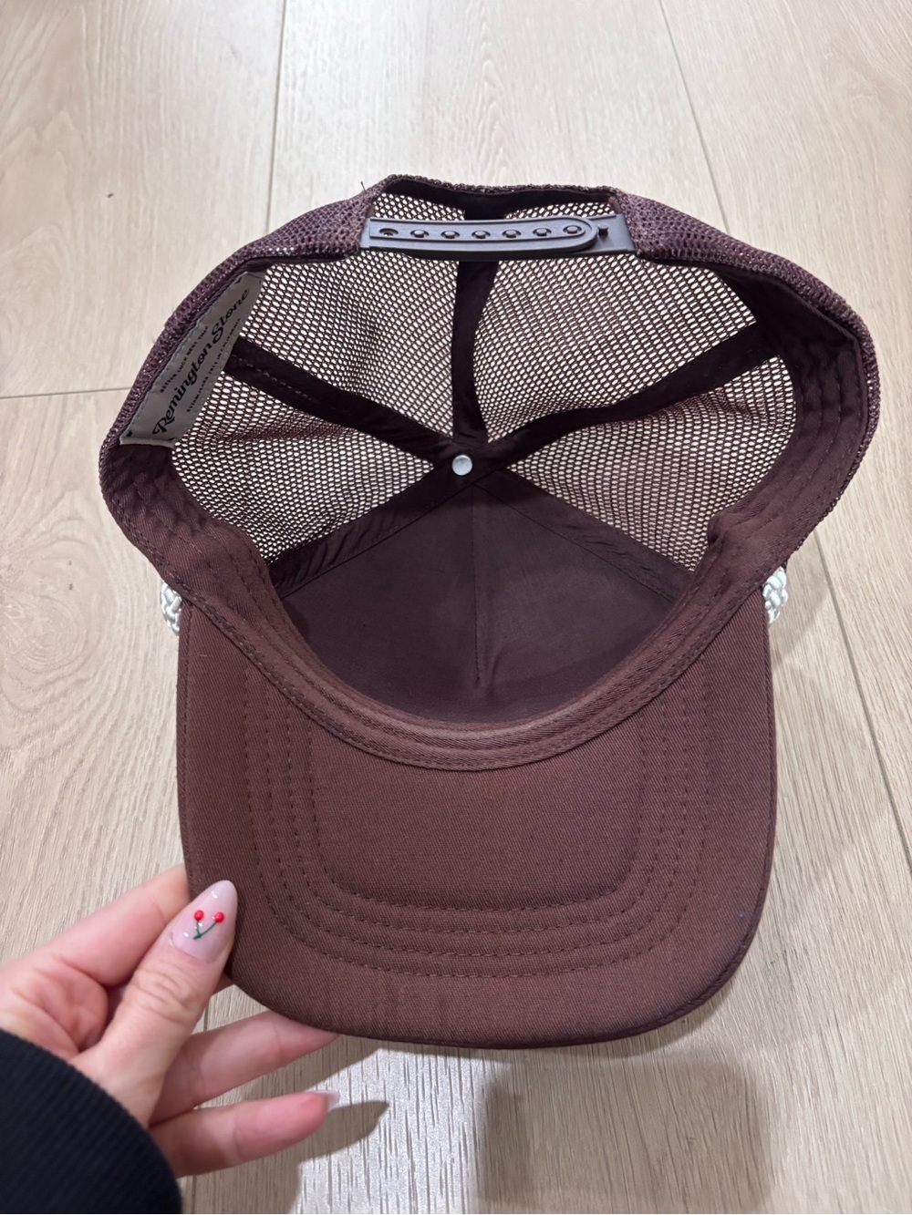 Remington Stone Brown Mesh Trucker Hat with Cream Label - Picture 3 of 5